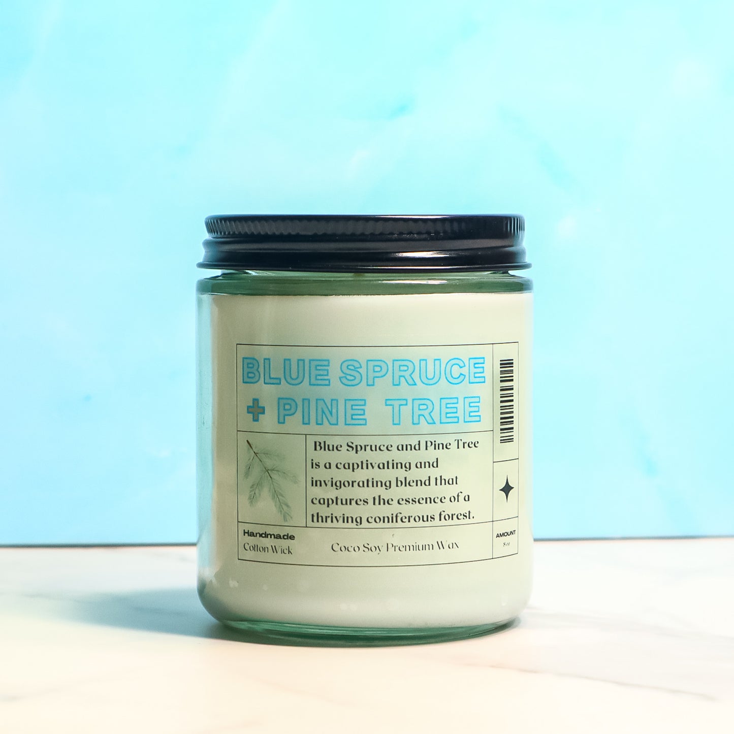 Blue Spruce & Pine Tree Scented Coco Soy Candle