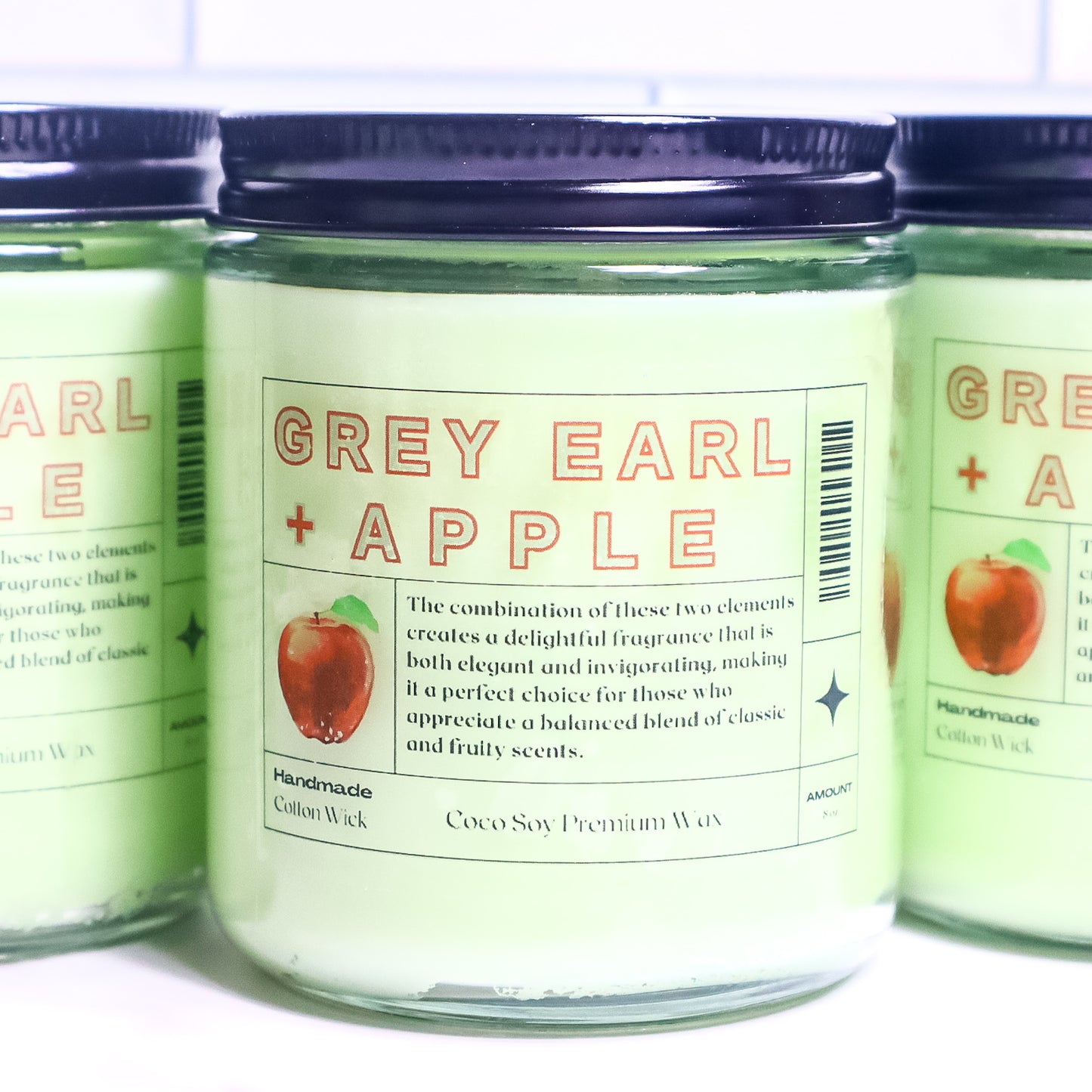 Grey Earl & Apple Scented Coco Soy Candle