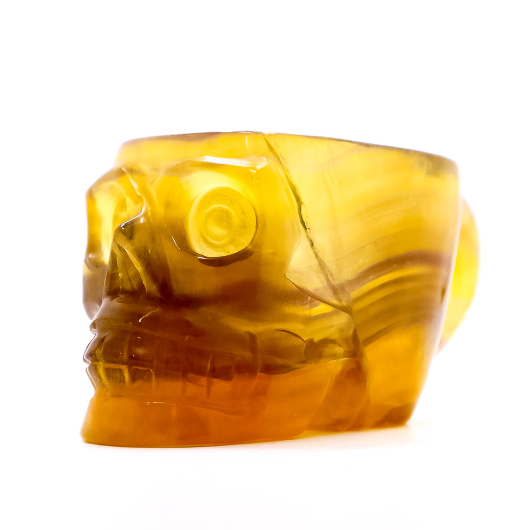 Yellow Fluorite Skull Offering Cup