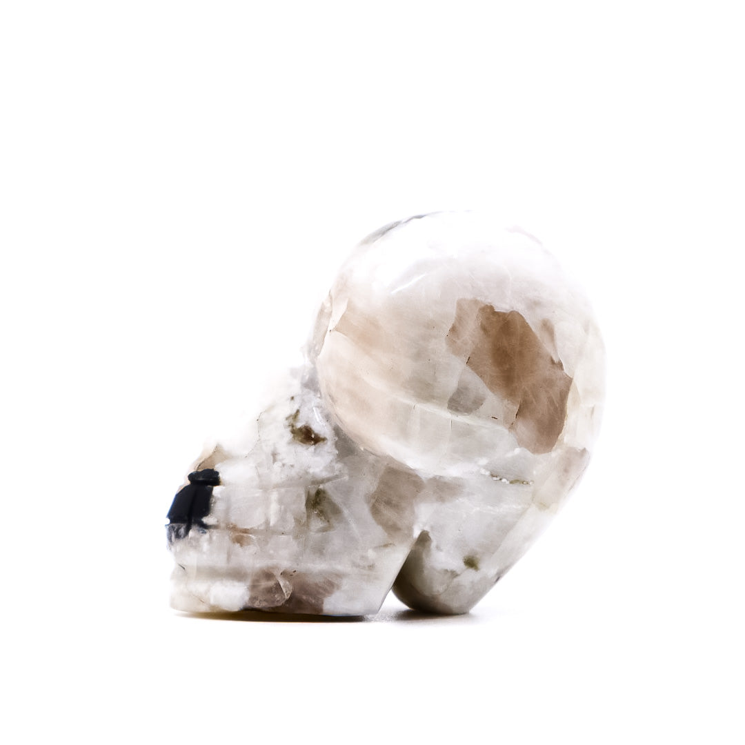 Rainbow Moonstone Hand Carved Skull