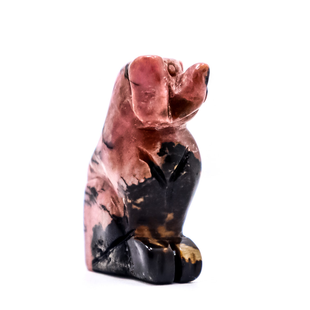 Rhodonite Dog Crystal Carvings