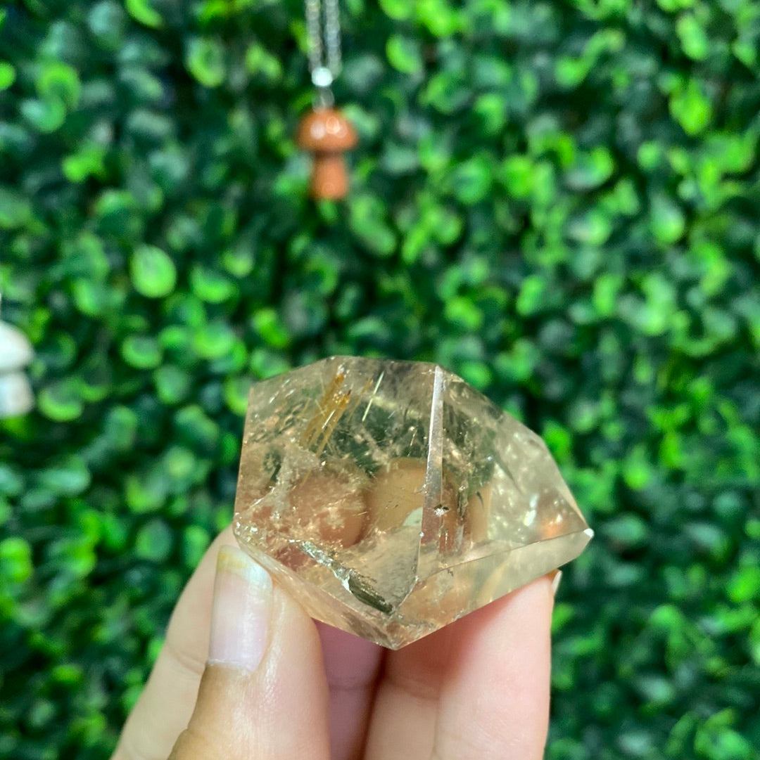 smoky rutilated quartz crystal