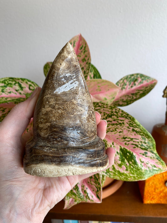 Chocolate Calcite Witch Hat Carving