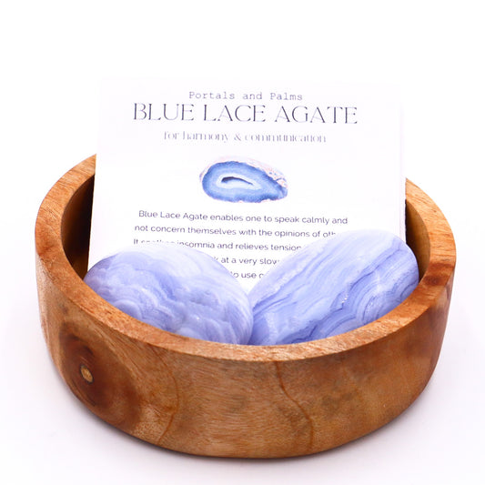 Blue Lace Agate Palmstone Meditation Crystals