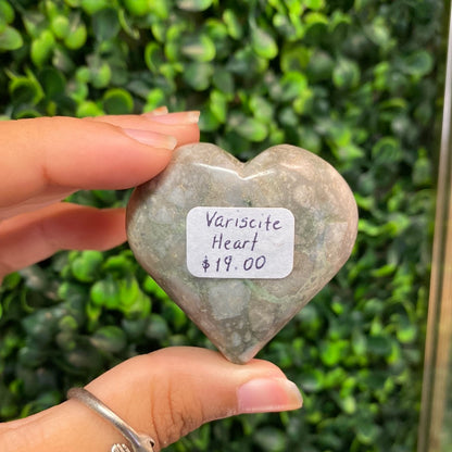 Variscite Heart Crystal Healing Carving