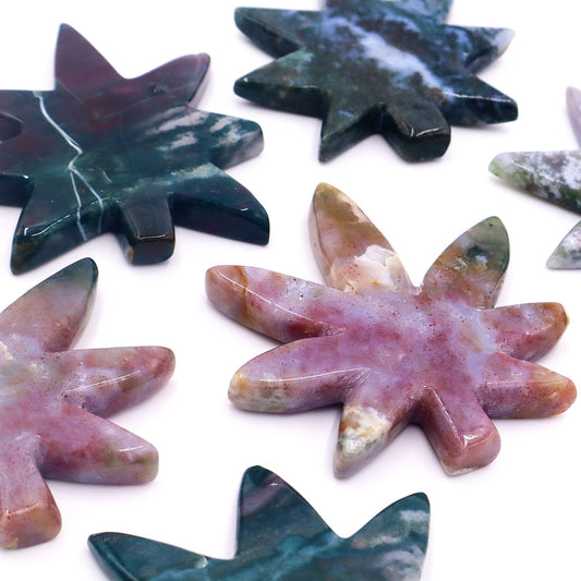 Ocean Jasper Crystal Leaf Carving